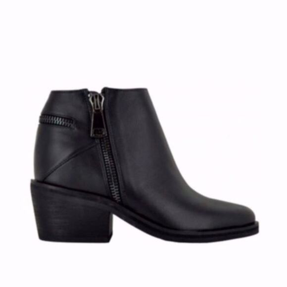 SENSO Quail Black Leather Zipper Ankle Booties - Picture 1 of 8